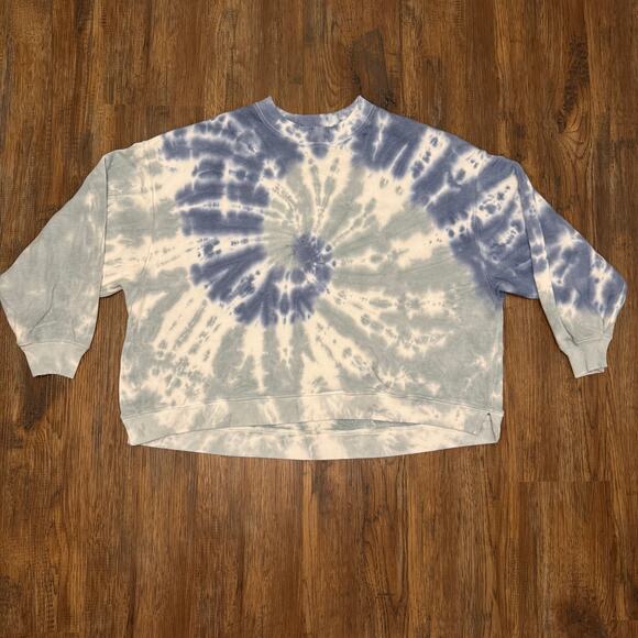 American Eagle crop tie dye Oversized Sweatshirt MEDIUM soft stretchy pullover - Picture 1 of 9
